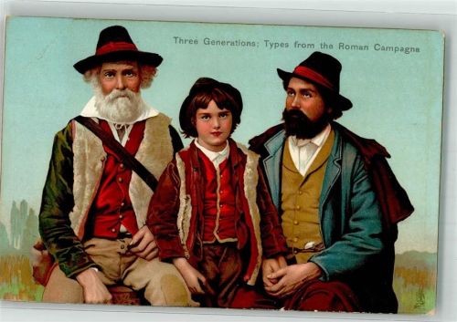 Campagna 1929 Drei Generationen in ortstypischer Tracht Raphael Tuck & Sons Serie 2631 Künstlerkarte