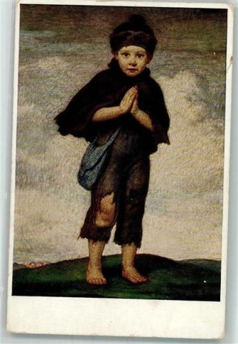 1921 sign. Zumbusch L. v. Der bittende Knabe Deutsche Kinderhilfe in Bayern