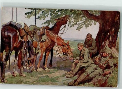sign. Roloff A. Pferd Soldaten Treue Freunde