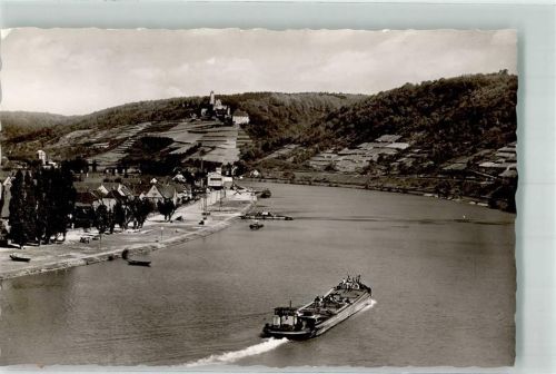 Neckarzimmern Burg Frachtschiff Foto AK