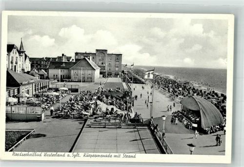 Westerland 1958 Kurpromenade Schwimmbad Strand