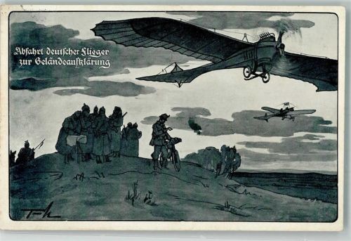 1915 Deutscher Luftflotten-Verein Abfahrt deutscher Flieger z. Geländeaufklärung