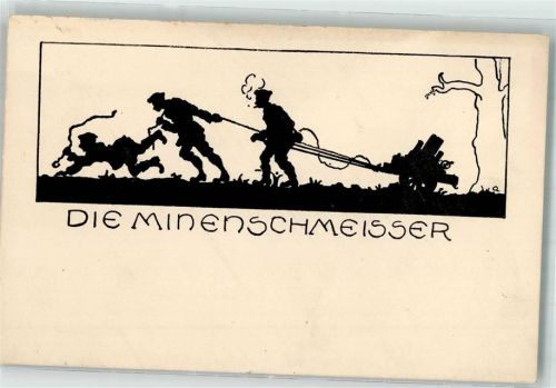 sign. Lorenz, Carl Tuschezeichnung Landsern stolpern beim Transport eines Minenwerfers
