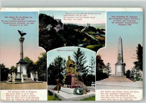 Naumburg Burg Saaleck Rudelsburg Kriegerdenkmal Bismarck - Denkmal Denkmal der deutschen Corpsstudenten 1890