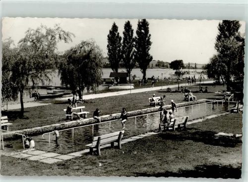 Waging Wassertreten KneippSee Ruderboot Bademode Ort handschriftlich Foto Original aus Archiv eines Ansichtskartenverlags