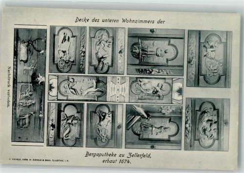 Clausthal-Zellerfeld Details der Stuckdecke des Wohnzimmers der Bergapotheke von Zellerfeld aus dem Jahre 1674