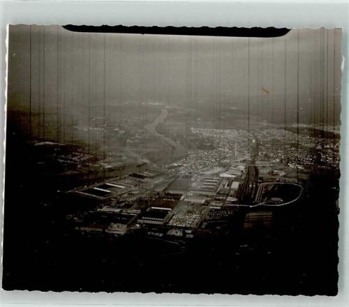 Rüsselsheim Fliegeraufnahme Ort handschriftlich Foto Original aus Archiv eines Ansichtskartenverlags