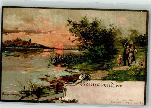 1899 Sonnabend Bauern kommen von der Arbeit Verlag Seeger 166