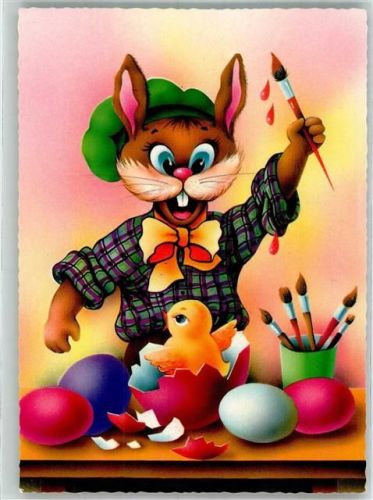 1996 Hase vermenschlicht Küken Pinsel Farbe Ostern