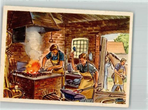 Hufschmiede bei der Arbeit Werbung Dünger Superphosphat-Industrie