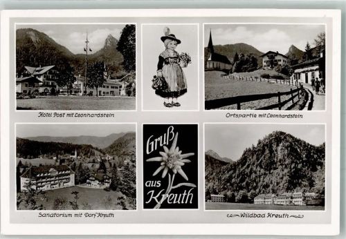 83700 W8185 Kreuth b Tegernsee Foto AK Hotel Post Leonhardstein Sanatorium Wildbad Kreuth Tracht Verlag Peter Triem Nr. 4208