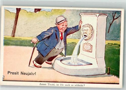 Neujahr Trinker am Brunnen