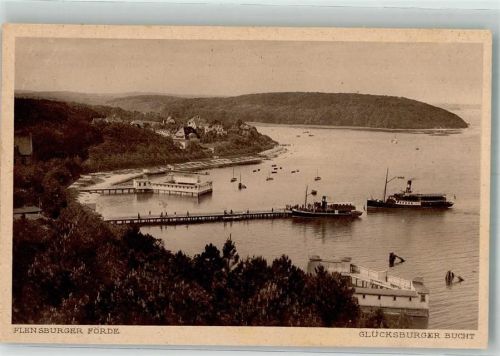 Glücksburg 1928 Glücksburger Bucht mit Dampferanlegestelle