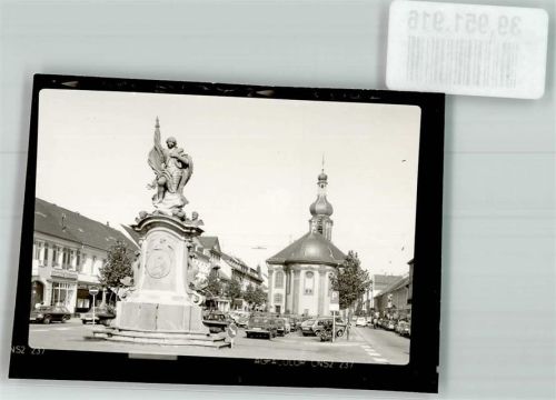 Rastatt Bernhardusbrunnen mit Alexanderkirche Foto Original aus Archiv eines Ansichtskartenverlags Ort handschriftlich
