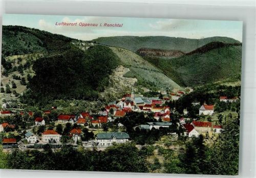 Oppenau mit Bahnhof und Kirche St. Johannes Baptist