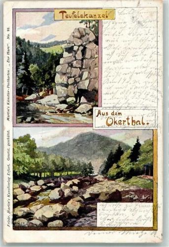 Oker 1900 Teufelskanzel im Okertal Martin's Kunstverlag No. 95