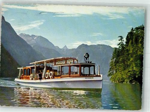 Königssee Fahrgastschiff Untersberg vor Steinernem Meer und Schönfeldspitze Hüttenstempel Jennerbergbahn