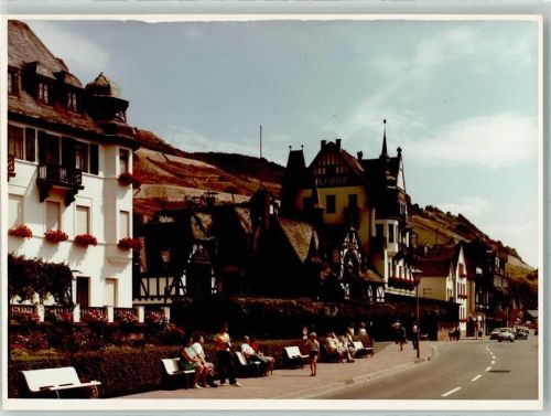 Assmannshausen Rheinpromenade mit Hotel Krone Foto Original aus Archiv eines Ansichtskartenverlags Ort handschriftlich