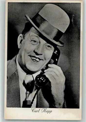 1941 Portrait des Schauspielers und Kabarettisten Carl Napp am Telefon Foto AK Stempel Rotes Kreuz WK II