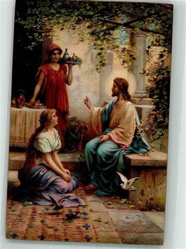 Christus bei Maria und Martha sign. Zatzka EGMS Serie Nr.9072