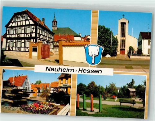 64569 W6085 Nauheim , Kr Groß-Gerau - Heimatmuseum Kirche St Jakobus Brunnen Spielplatz