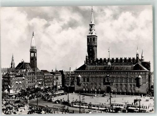 Kopenhagen 1951 Rathaus Straßenbahn
