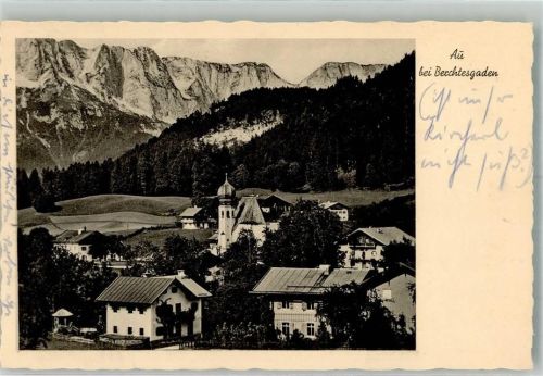 Oberau 1935 mit Kirche Zur Heiligen Familie und Untersberg