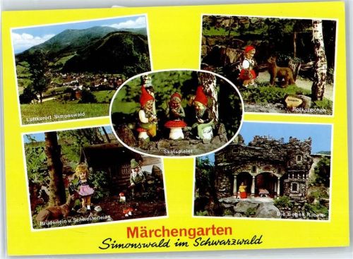 79263 W7809 Simonswald - Märchengarten, Rotkäppchen, Zwerg Skatspieler, Die sieben Raben, Brüderlein und Schwesterlein