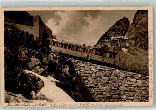 Wendelstein 1928 Die Wendelsteinbahn unterhalb des Hotels bei der Einfahrt in den Schwaigerwand-Tunnel Fotograf Birkmeyer