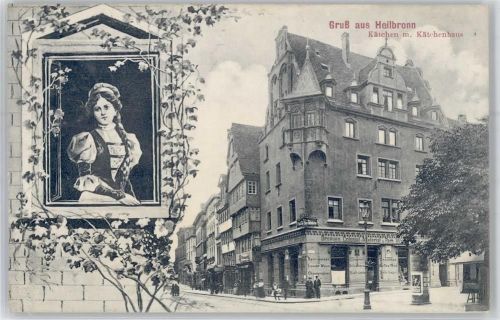 74072 W7100 Heilbronn , Neckar - Kätchen mit Kätchenhaus, Litfaßsäule