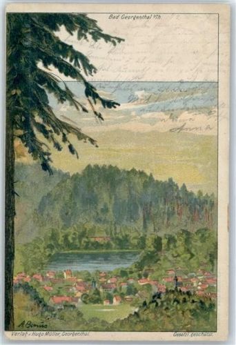 99887 O5805 Georgenthal , Thüringerw Lithographie / Künstlerkarte sign. A. Bornus