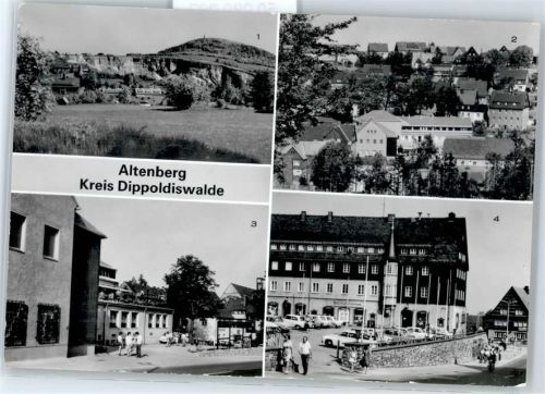 Altenberg Ortsansicht mit Binge und Geisingberg, Gaststätte Knappensaal, Platz des Bergmanns
