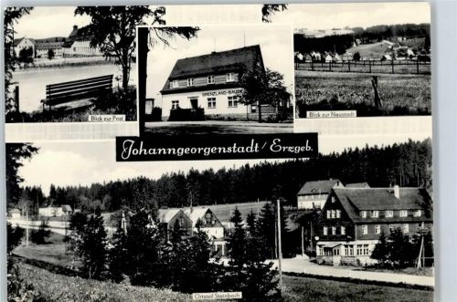 Johanngeorgenstadt Blick zur Post, Blick zur Neustadt, Grenzland-Baude, Ortsteil Steinbach