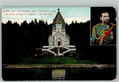 Berg Votivkirche Starnberger See 13.6.1886 Verlag Lorenz Fränzl No. 5587