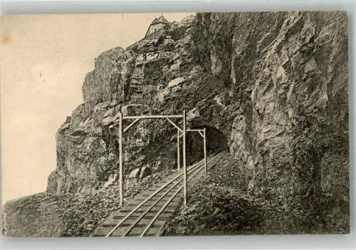 Wendelstein 1912 Trasse der Wendelsteinbahn mit letzter Tunneldurchfahrt Fotograf Wiedemann Hüttenstempel Wendelsteinhaus