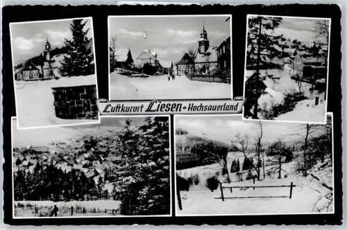 Liesen Winter- Karte, Kirche, Ortsansicht
