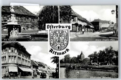Osterburg Am Rathaus, Brunnen, Straße ds Friedens, Marx-Engels-Platz, Städtisches Biesebad, Wappen