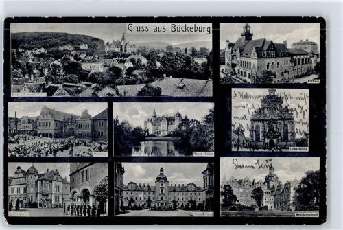 Bückeburg Teilansicht, Markt, Neues Palais, Schlosswache, Lutherkirche