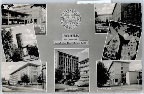Bielefeld Sparrenburg, Dresdner Bank, Ratscafé, Kreishaus, Handwerker Haus, Rathaus