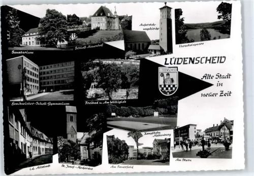 Lüdenscheid Sanatorium Geschwister-Scholl-Gymnasium Altstadt St. Josef-Medardus Am Sauerfeld Kampfbahn Nattenberg Am Stern Versetalsperre Schloss Neuenhof Schwimmbad Wappen Auferstehungskirche