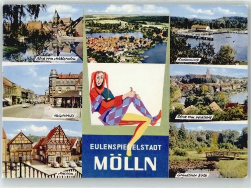 Mölln Leporello. Blick vom Mühlengraben, Badeanstalt, Blick vom Heidberg, Hauptstraße, Till Eulenspiegel, Museum, Grundloser Kolk