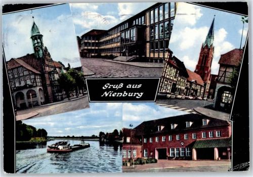 Nienburg Rathaus Stadtkirche Stadtverwaltung Martinskirche Partie am Kanal Bahnhof