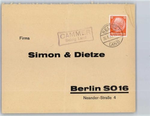 Belzig Landpoststempel Cammer