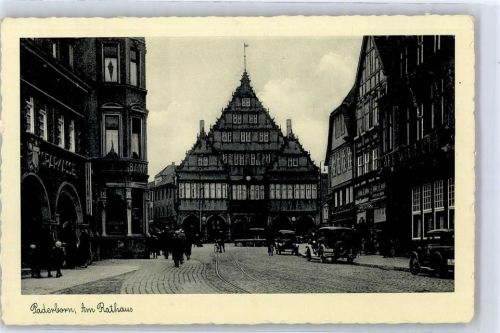 Paderborn 1939 Rathaus Sparkasse Autos