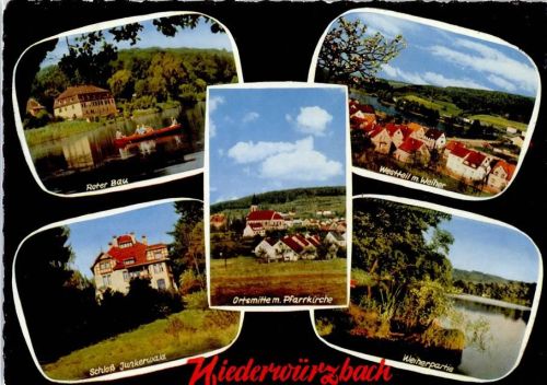 Niederwürzbach Roter Bau Schloss Junkerwald Weiher Pfarrkirche