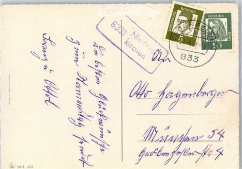 84307 W8330 Eggenfelden - Landpoststempel Glückwünsche Namenstag Ort lt. Stempel