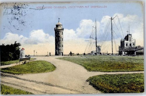 27472 W2190 Cuxhaven 1913 - Leuchtturm Seepavillon