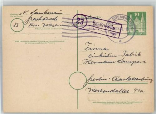 27612 W2854 Bexhövede - Landpoststempel