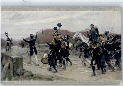 Laub Blüchers Vortrupp erblickt den Rhein bei Laub sign. Rob von Haug