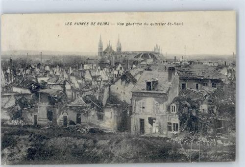 Reims 1913 zerstörte Stadt Vue generale du quartier St.Remi